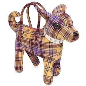 Colorful Plaid Dog-Shaped Shoulder Bag